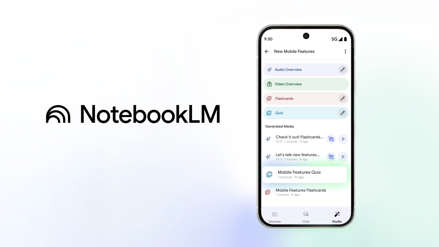NotebookLM Quiz 和 Flashcards 介面(圖片來源:Google)